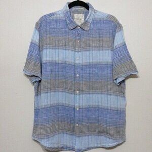 Tasso elba island men's casual stripped linen shirt  button down  XL Vacation